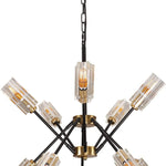 10 light farmhouse chandelier industrial glass black and gold pendant light