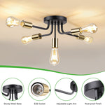 5 light semi flush mount ceiling ight fixture industrial close to ceiling lights