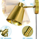 Plug in wall light fixture  gold wall light sconce