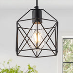 Black cage hanging lamp rust island pendant light fixture