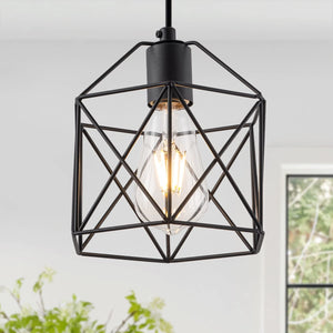 Black cage hanging lamp rust island pendant light fixture
