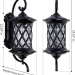 Metal wall art outdoor black die-cast aluminium wall sconce with glass shade