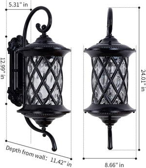 Metal wall art outdoor black die-cast aluminium wall sconce with glass shade