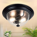 2-Light Farmhouse Semi Flush Mount Lighting Fixture black glass ceiling lamp