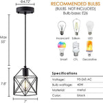 Black cage hanging lamp rust island pendant light fixture