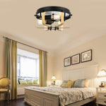 Industrial semi flush mount ceiling light 3 light cage farmhouse black ceiling lamp