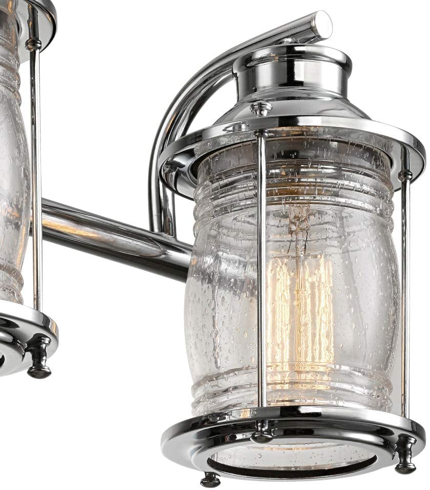 3 light seeded glass shade wall light fixture with chrome finish