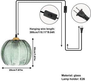 Plug in glass pendant light fixture modern globe green pendant lighting