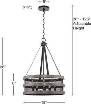 5 light antique chandelier farmhouse drum cage pendant lighting