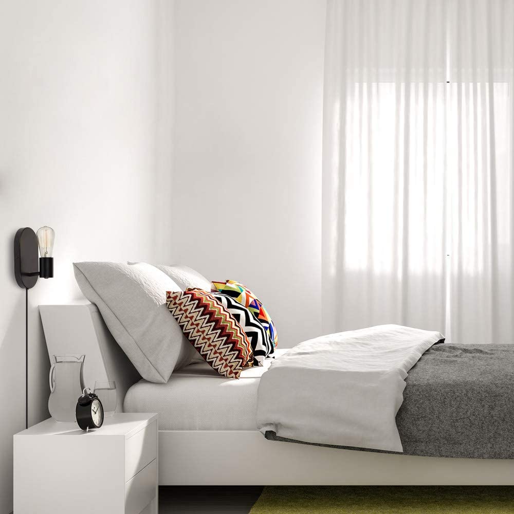 Simplicity black industrial wall sconce