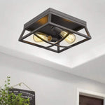 2 light flush mount ceiling light farmhouse black lighting with bronze finish