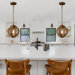 Industrial wood chandelier farmhouse rust pendant light brown wood pendant lamp