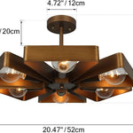 6 light vintage industrial barn floral ceiling light with copper finish