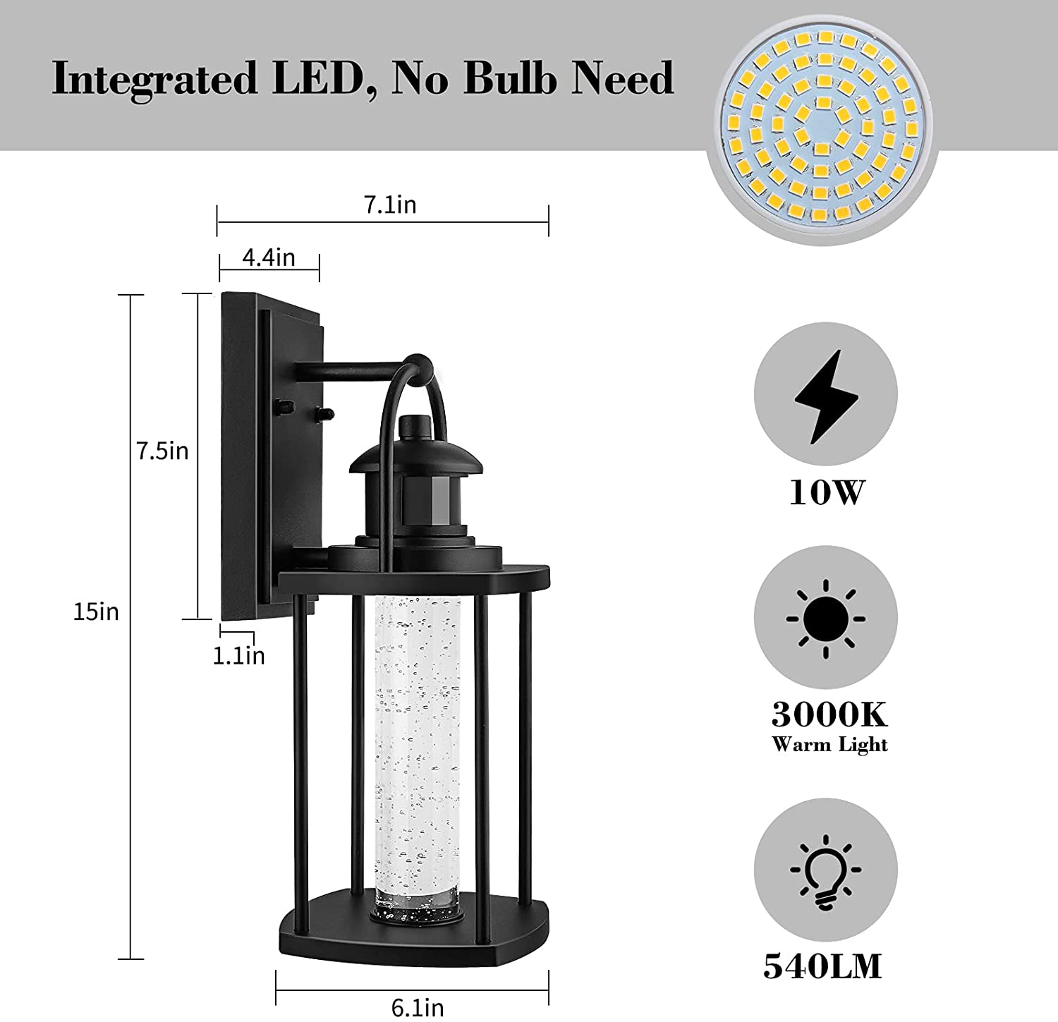 Outdoor crystal wall light fixture glass Led dusk to dawn wall lighting