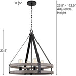 4 light farmhouse chandelier black industrial circle pendant light with wood style