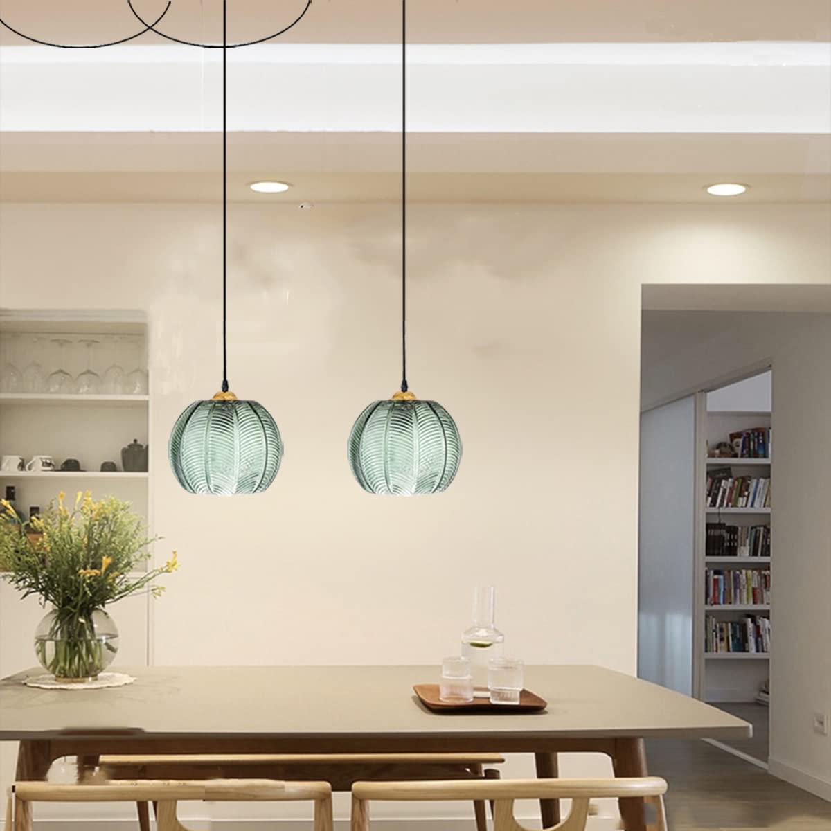 Plug in glass pendant light fixture modern globe green pendant lighting