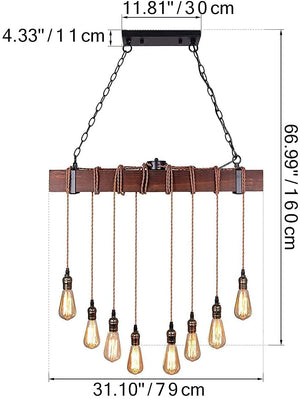 Wood Rustic chandelier,black multi cord pendant light