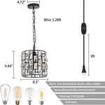 Crystal hanging lamp plug in swag pendant light fixture cage lighting