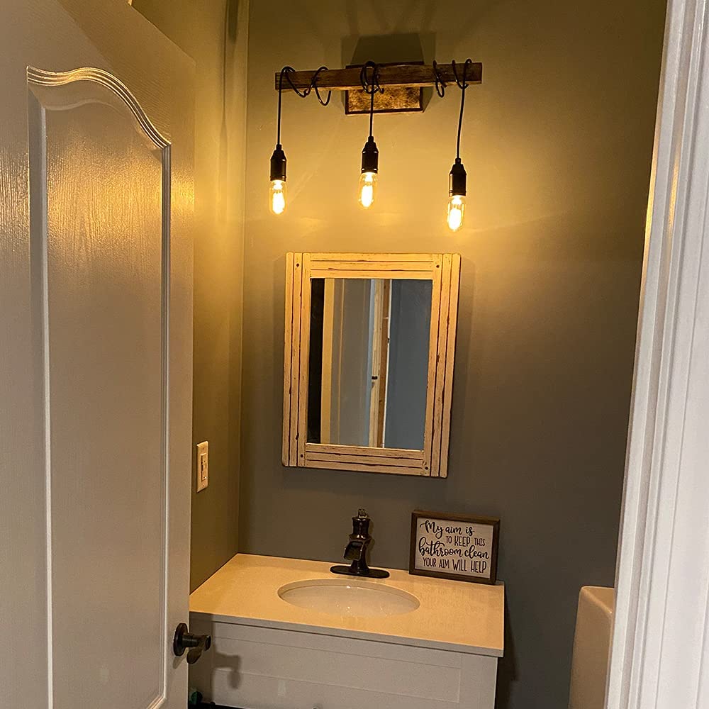 3 light simplicity vintage wall sconce farmhouse wire wood beam wall lamp