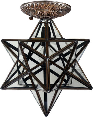 Moravian star ceiling light boho semi flush mount ceiling fixture