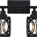 2 light black cage wall sconce industrial farmhouse wall lighting fixture