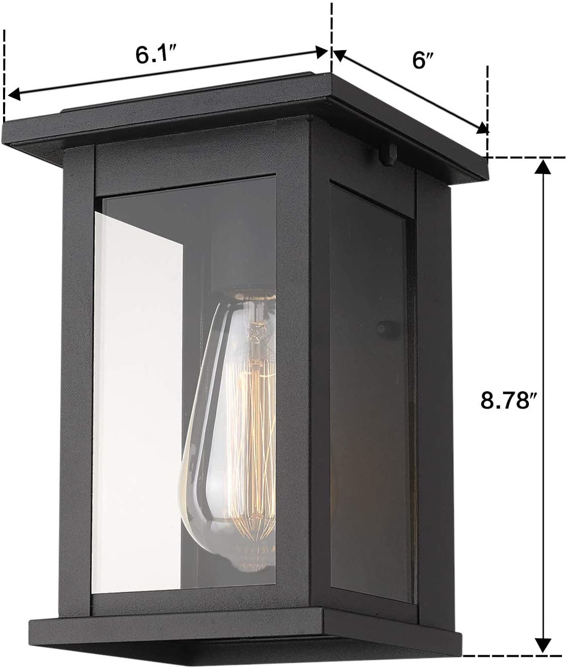 Square outdoor wall sconce light fixture black glass wall lamp