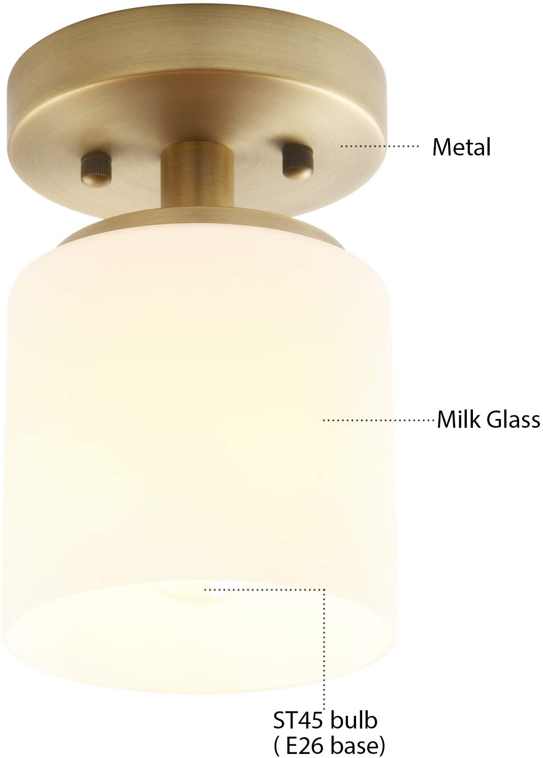 Modern glass ceiling light fixture 1 light semi flush mount light fixture