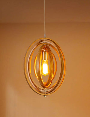 Round wood pendant lamp adjustable farmhouse pendant light for Kitchen