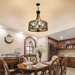 Farmhouse  black and gold chandelier industrial hanging light fixture