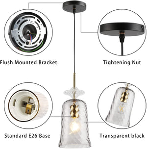 Modern pendant lighting adjustable hanging island light with glass shade