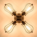 4 light oil rubbed seme flush mount, vintage industrial wire cage antique ceiling light