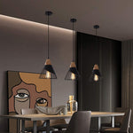 Industrial pendant lamp black cage wood pendant lighting