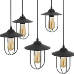 5 light industrial chandelier black cage hanging pendant light