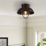 Farmhoue flush mount ceiling light fixture cage ceiling lampo with glass shade