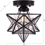 Moravian star semi flush mount ceiling light clear glass black close to ceiling lamp
