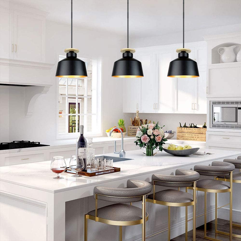 Black industrial pendant light adjustable bar ceiling hanging light