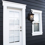 Metal wall art outdoor black die-cast aluminium wall sconce with glass shade