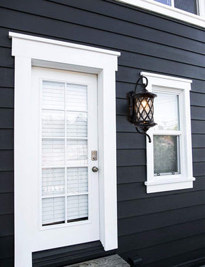 Metal wall art outdoor black die-cast aluminium wall sconce with glass shade