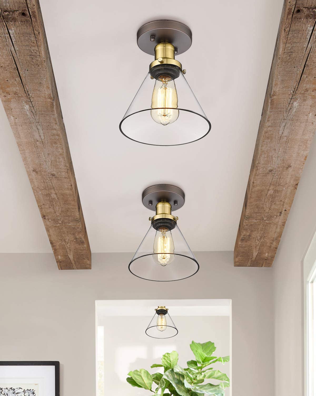Mini Semi Flush Mount Ceiling Light industrial ceiling light fixture with bronze finish