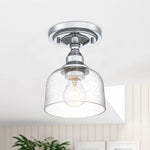 Mini Semi Flush Mount Ceiling Light drum glass ceiling lamp with chrome finish