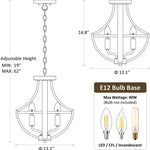 Farmhouse chandelier lighting with retro wood texture 4 light vintage pendant lighting