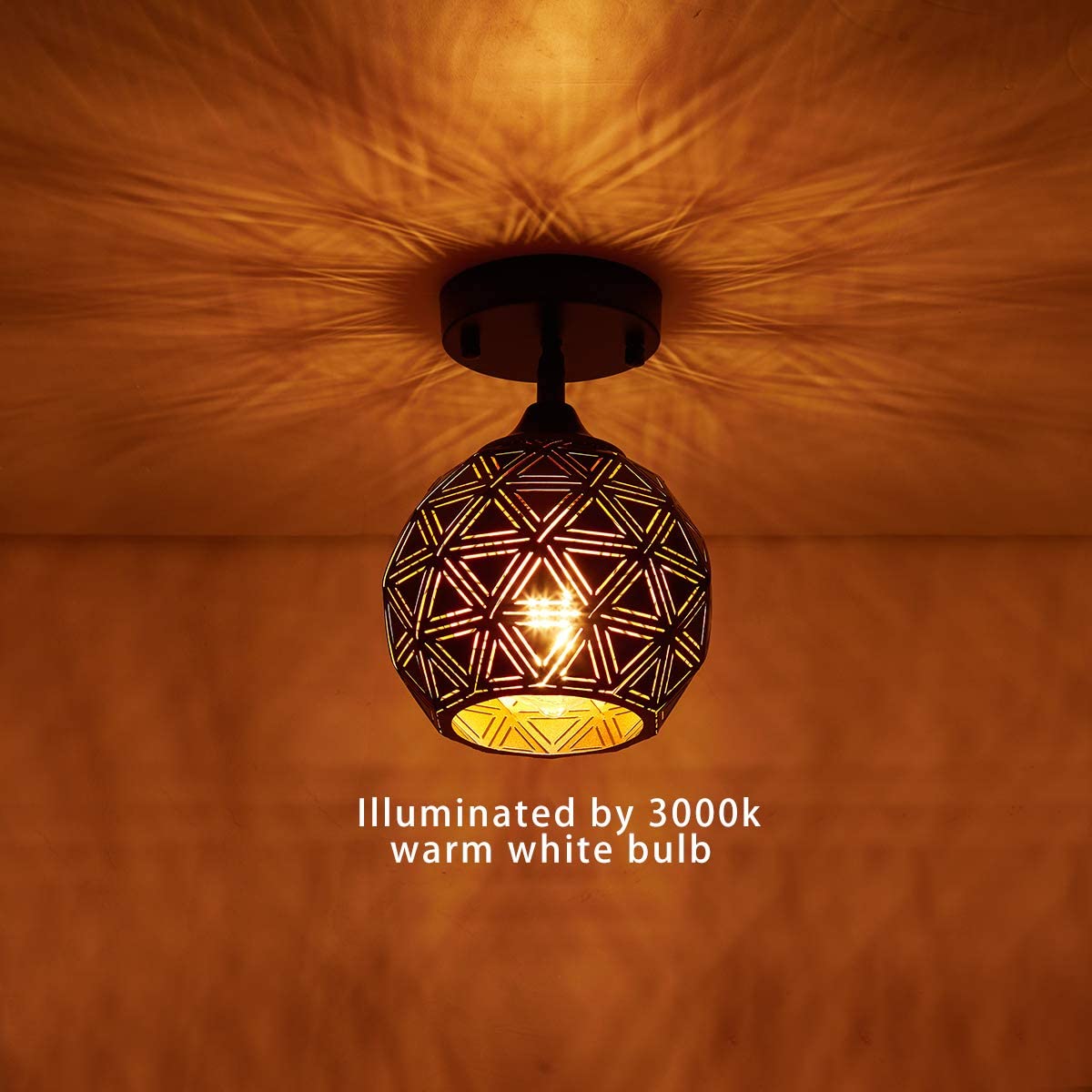 Black industrial mini semi flush mount ceiling light fixture modern ceiling lamp