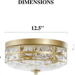 Gold Modern Flush Mount Ceiling Light Fixture Water Ripple Glass shade ceiling lamp
