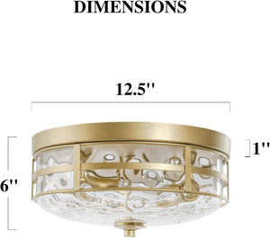Gold Modern Flush Mount Ceiling Light Fixture Water Ripple Glass shade ceiling lamp