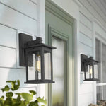 1-light lantern wall light fixture with clear seeded glass shade