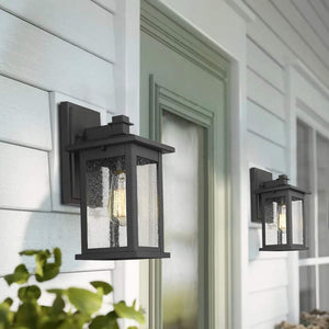 1-light lantern wall light fixture with clear seeded glass shade