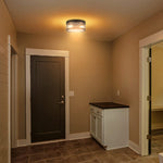 2 light farmhouse flush mount light black flush mount ceiling light with seeded glass shade