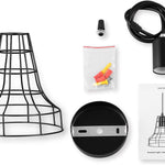 Black industrial pendant light cage hanging light