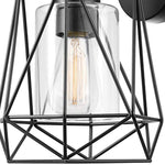 Black glass wall sconce industrial cage wall lighting