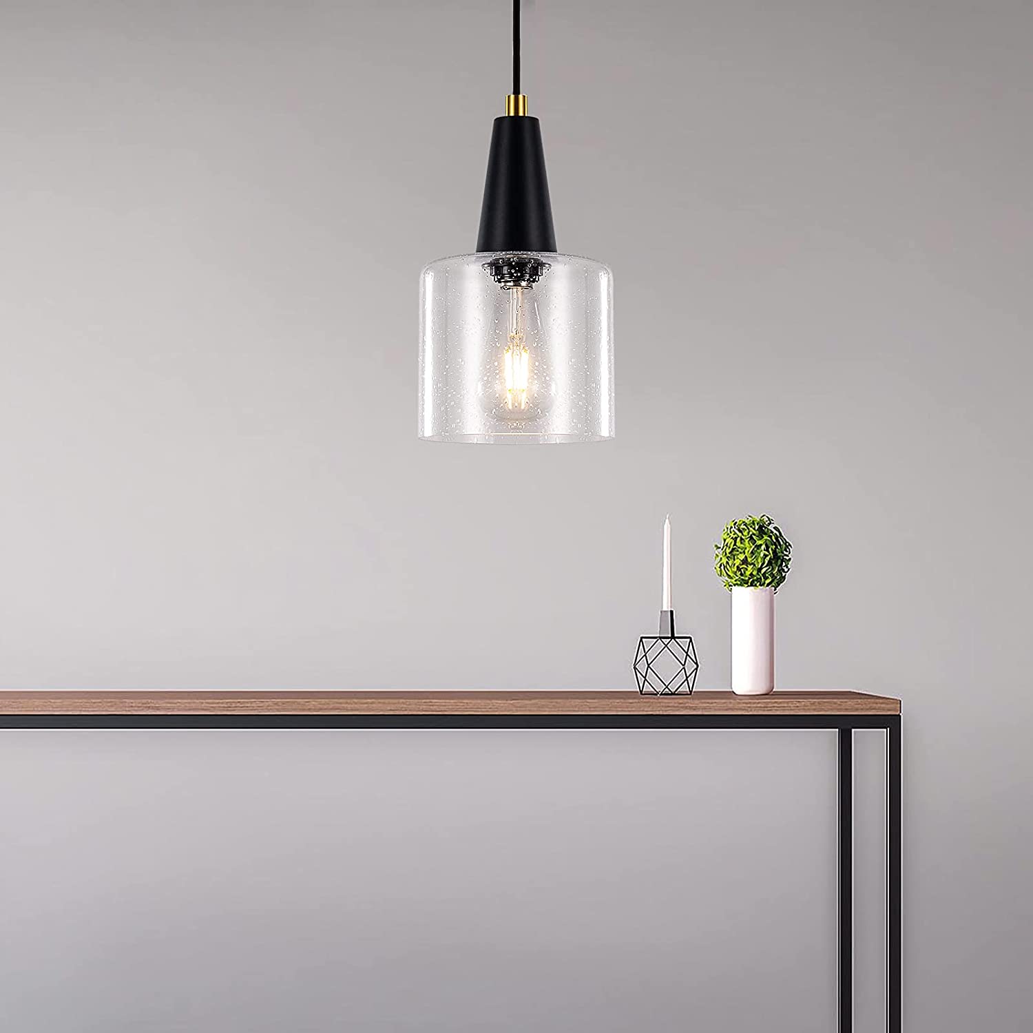 Modern black hanging lighting glass pendant lamp bar light